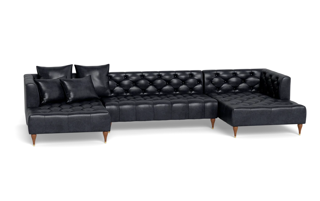 Ms. Chesterfield Custom Leather U Sectional Sofa Interior Define