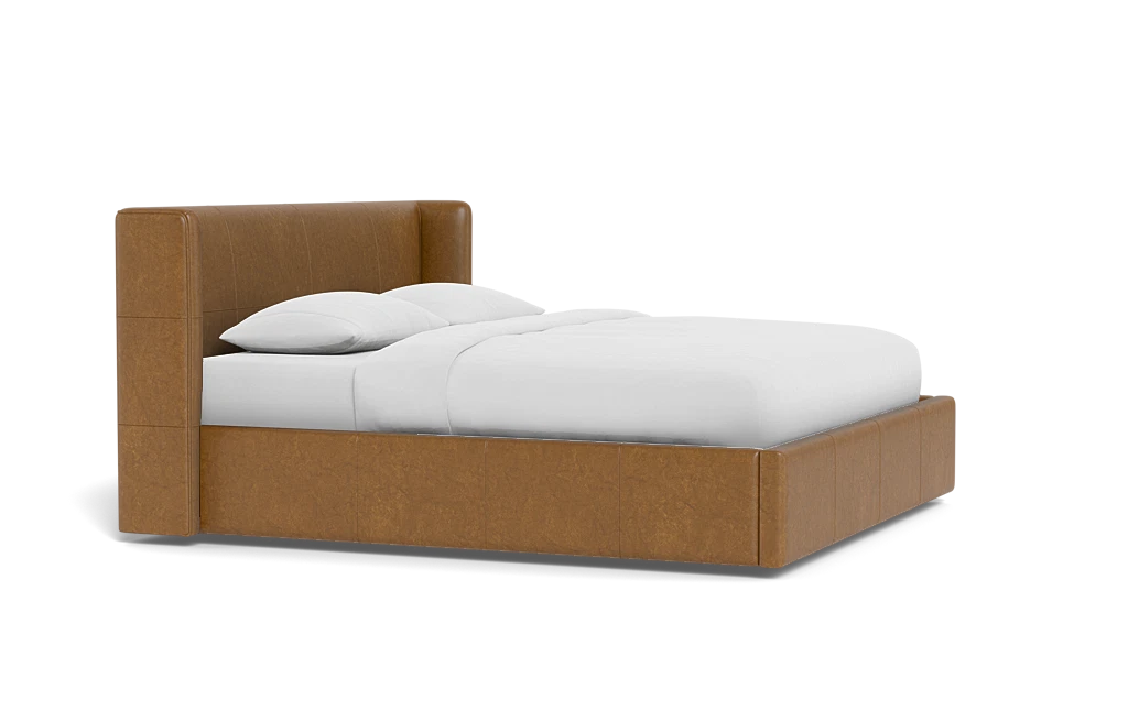 Leather upholstered store bed