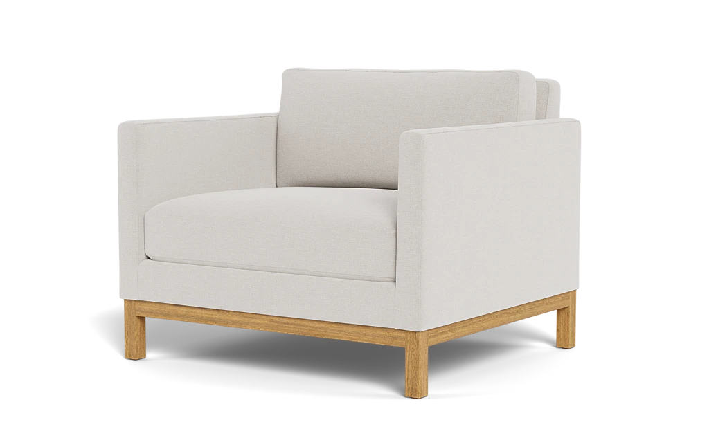 Frost Grey Fabric Wrapped Honey Wooden Frame Accent Chair Frost Grey Fabric Wrapped Honey Wooden Frame Accent Chair
