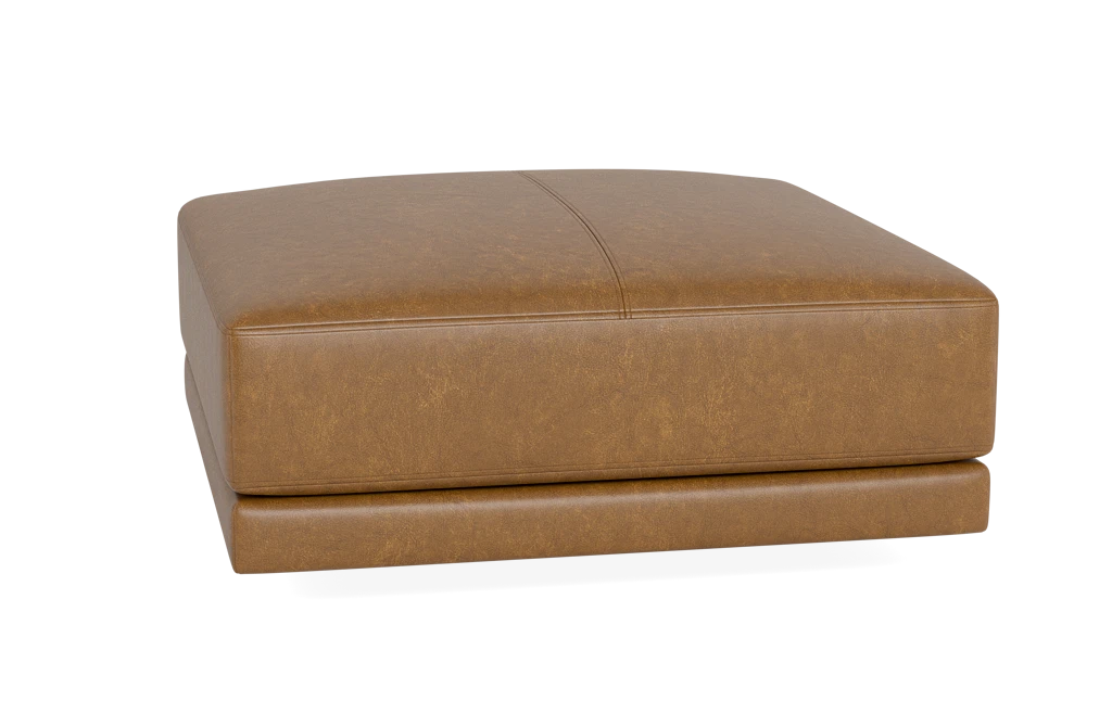 Tan leather store square ottoman