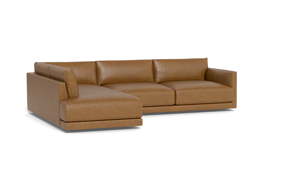 Lukas 3 Seat Leather Sectional with Left Bumper Interior Define