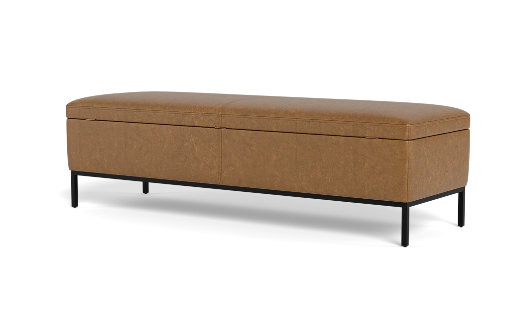 Miller Leather Storage Bench - Thumbnail 2