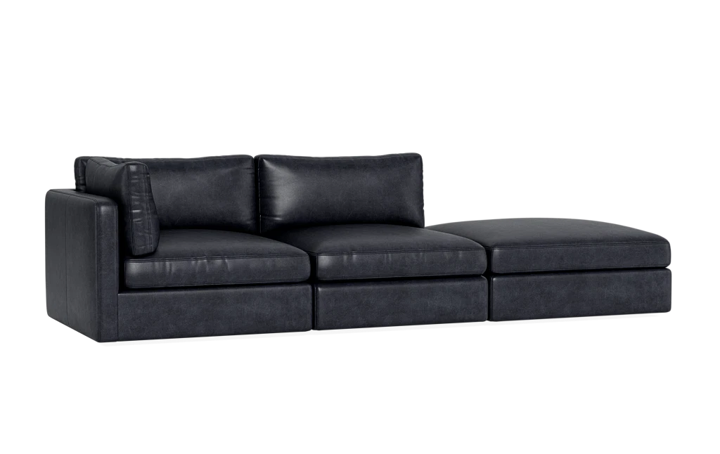 Black leather best sale modular lounge