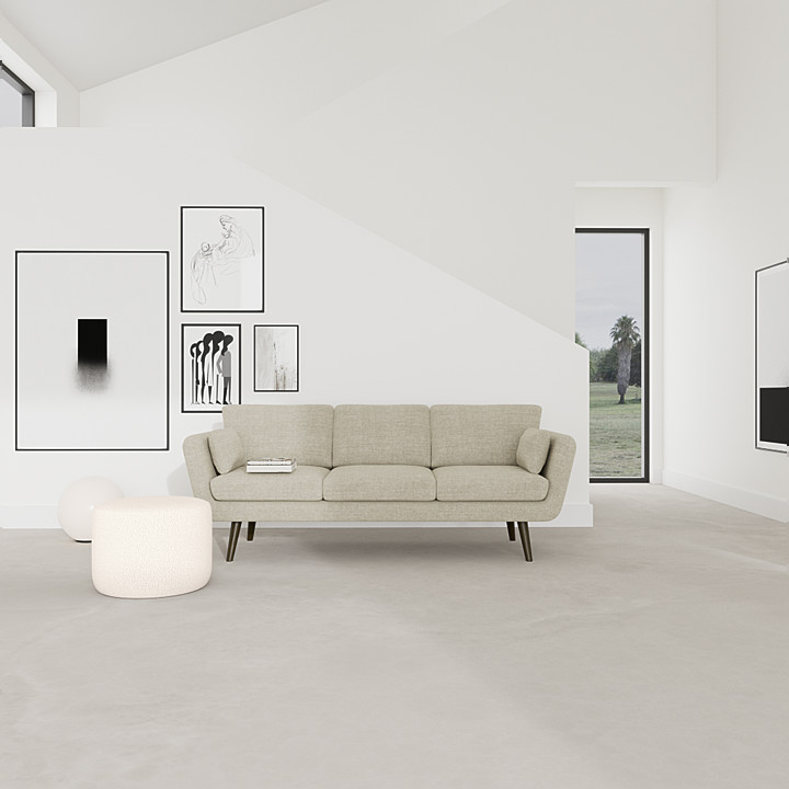 Sigrid, 3-zitsbank, Helder grijs, Vega Sand Dune - SOFACOMPANY