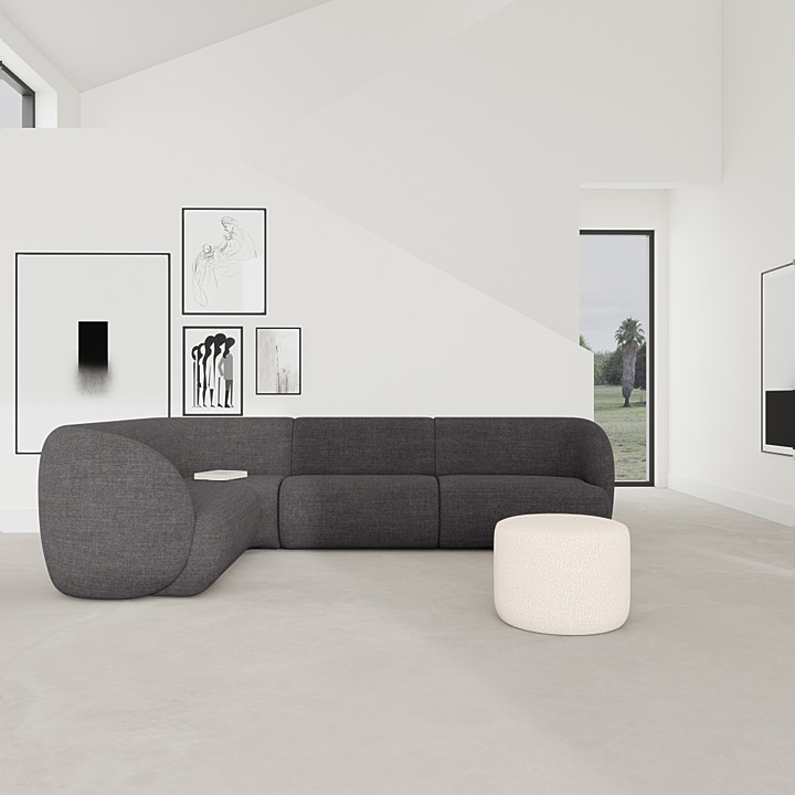 Paula, modulaire hoekbank, links Witte - Maya Cream - SOFACOMPANY
