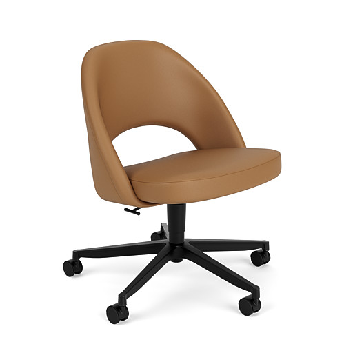 Knoll Saarinen Executive Armless Chair, Tan Leather Office Chair No Arms