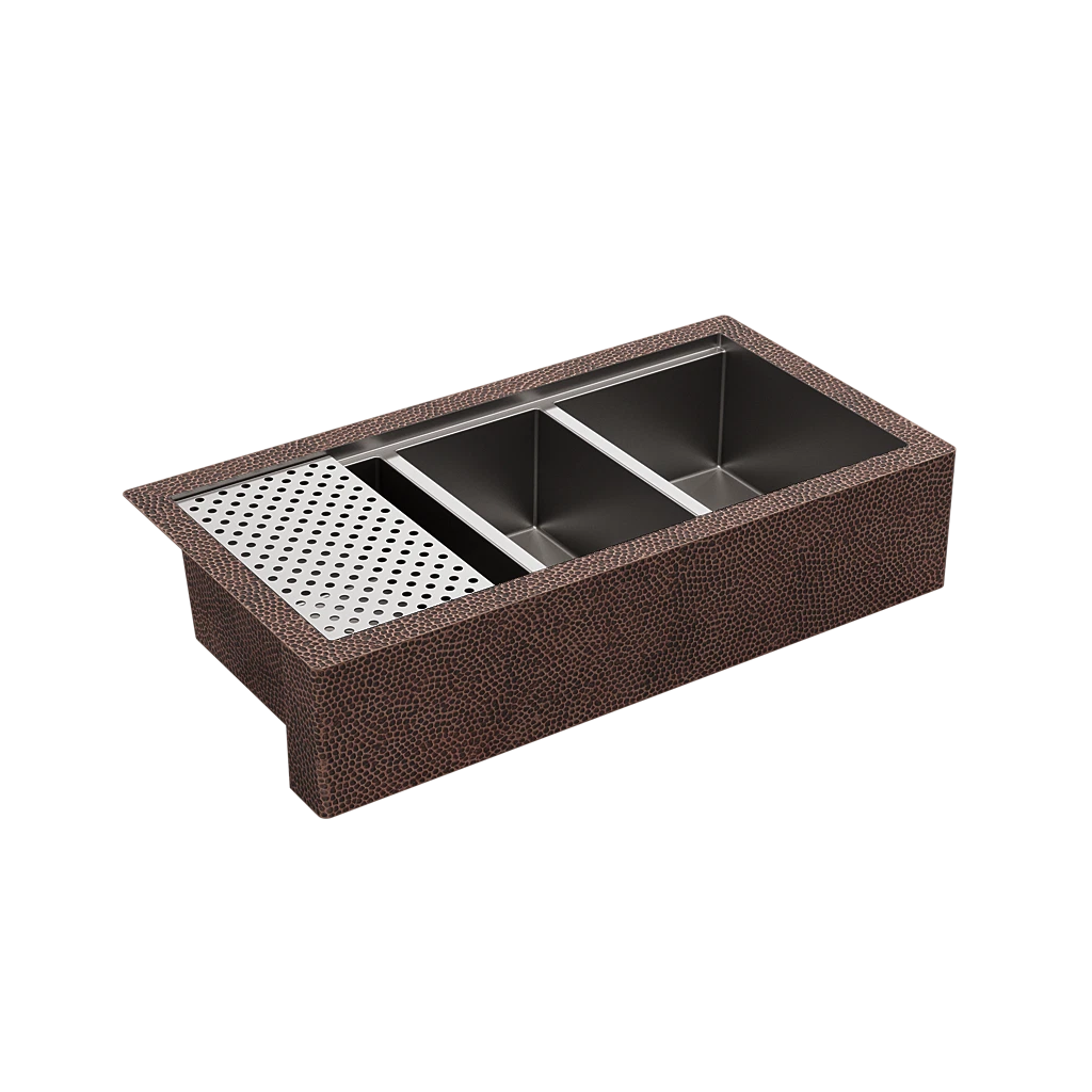 Custom Triple Bowl Workstation Sink from World CopperSmith