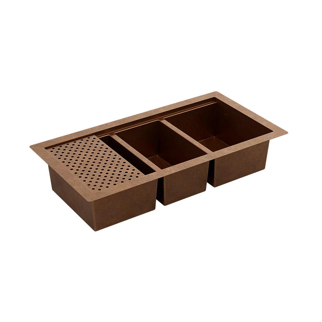 Custom Triple Bowl Workstation Sink from World CopperSmith