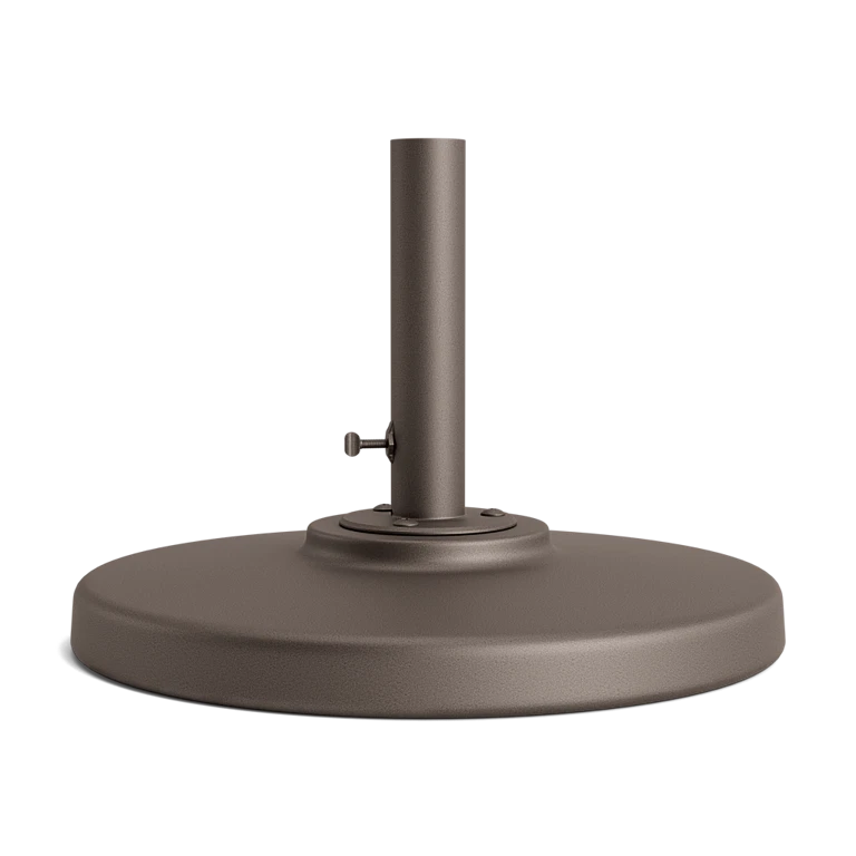 95 lb commercial grade patio umbrella stand Dunn-Rite ShadeTable Water-Filled Table White, Base, Fits 1.5" Poles, In-Pool, Deck, Dock & Use, White Steel Plate Umbrella Base w/ Wheels (095SQ) by Galtech International can accommodate umbrella poles up to 1.75 in diameter Commercial Umbrella Bases with Wheels