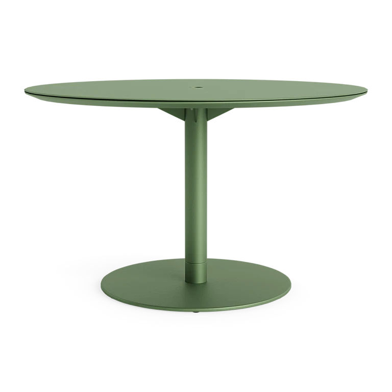 brown jordan patio table umbrella Dining with Glass stretcher continue the exotic bamboo pattern Lisbon 48" Round Solid Top