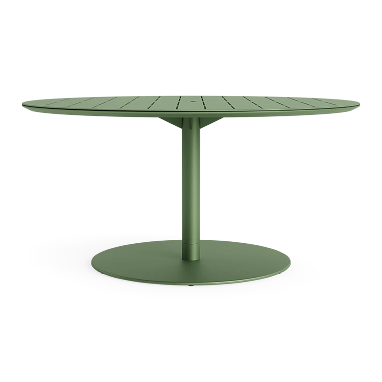 Lisbon 60" Round Dining Table Slat Top w/Umbrella Hole - Brown Jordan