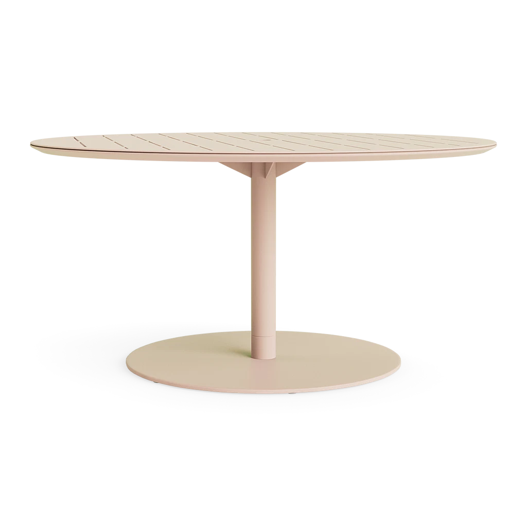 Lisbon 60&quot; Round Dining Table Slat Top w/Umbrella Hole - Brown Jordan
