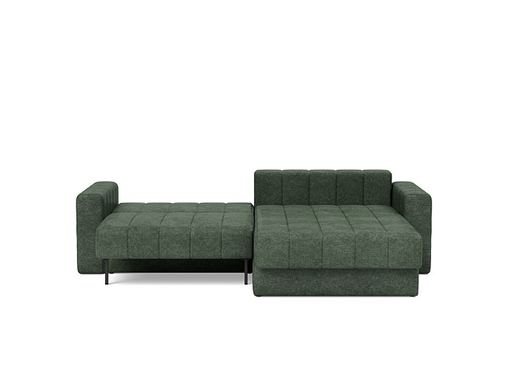 Canapea extensibila cu sezlong si brate, Akello, Avella Pine Green, 187x200 cm
