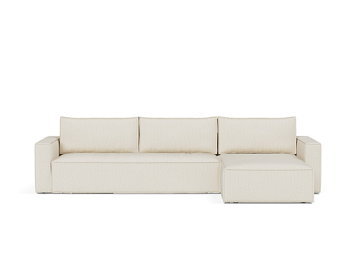 Canapea extensibila cu sezlong, Newilla, 145x300 cm, tesatura la alegere