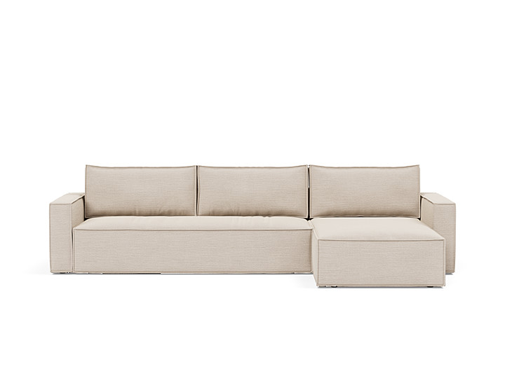 Canapea extensibila cu sezlong, Newilla, 145x300 cm, tesatura la alegere