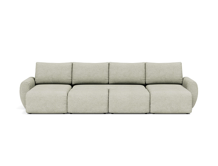 Canapea extensibila in forma de U Norum cu brate rotunjite 145x320cm, tesatura la alegere