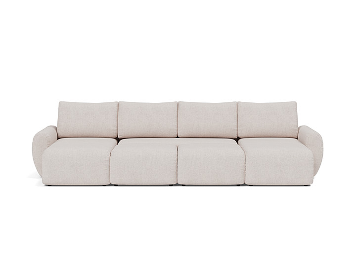 Canapea extensibila in forma de U Norum cu brate rotunjite 145x320cm, tesatura la alegere