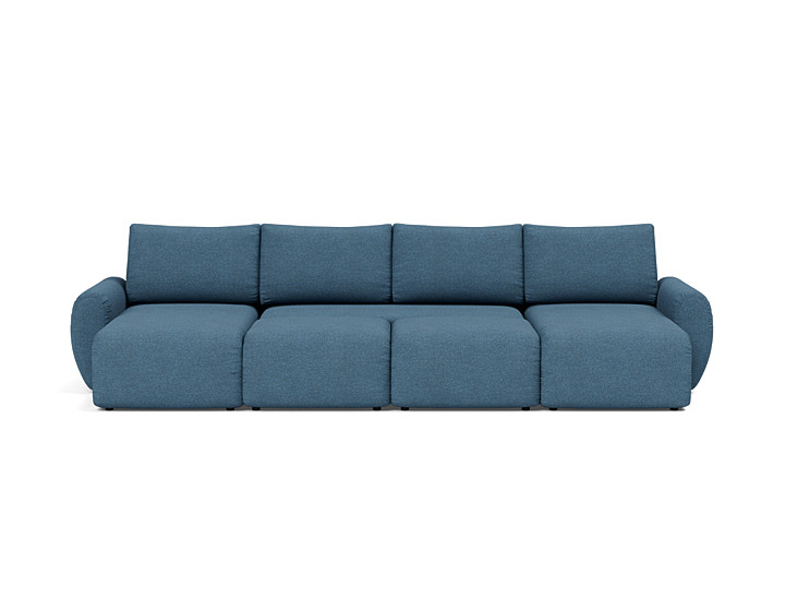 Canapea extensibila in forma de U Norum cu brate rotunjite 145x320cm, tesatura la alegere