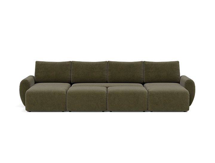 Canapea extensibila in forma de U Norum cu brate rotunjite 145x320cm, tesatura la alegere