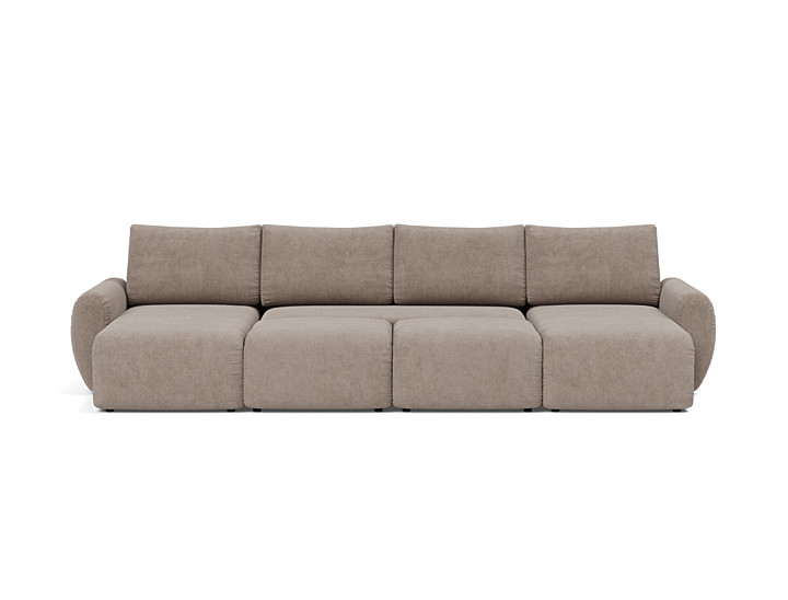 Canapea extensibila in forma de U Norum cu brate rotunjite 145x320cm, tesatura la alegere