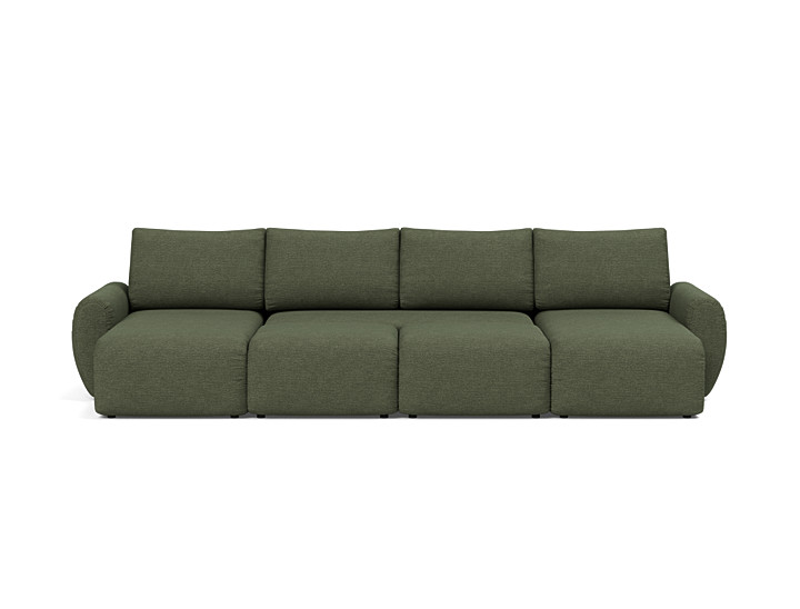 Canapea extensibila in forma de U Norum cu brate rotunjite 145x320cm, tesatura la alegere