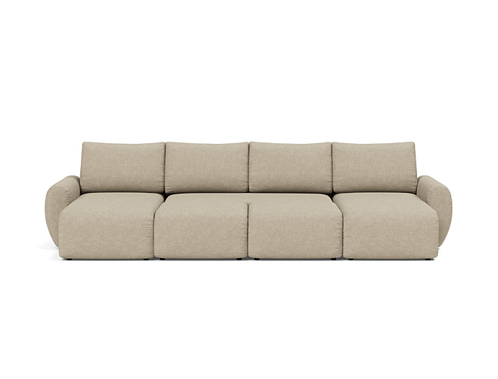 Canapea extensibila in forma de U Norum cu brate rotunjite 145x320cm, tesatura la alegere