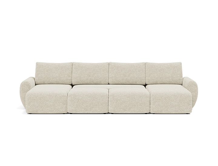 Canapea extensibila in forma de U Norum cu brate rotunjite 145x320cm, tesatura la alegere
