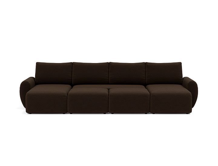 Canapea extensibila in forma de U Norum cu brate rotunjite 145x320cm, tesatura la alegere