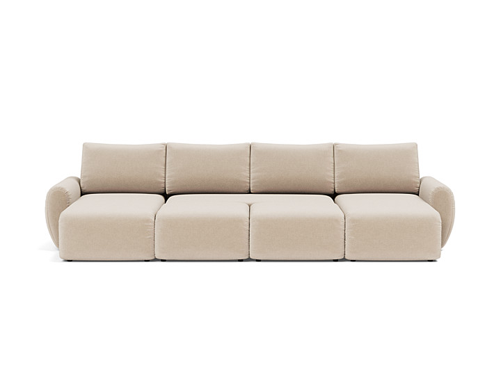Canapea extensibila in forma de U Norum cu brate rotunjite 145x320cm, tesatura la alegere