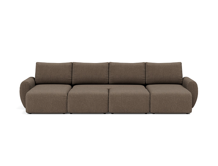 Canapea extensibila in forma de U Norum cu brate rotunjite Esina Cedar Brown 145x320cm