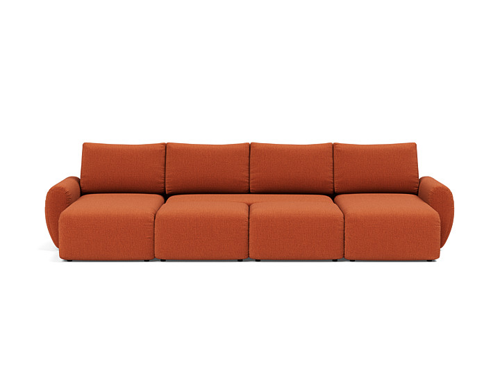 Canapea extensibila in forma de U Norum cu brate rotunjite 145x320cm, tesatura la alegere