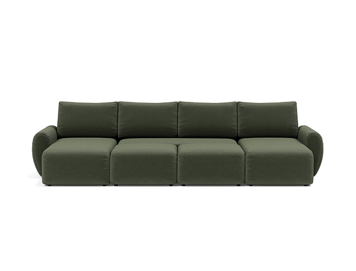 Canapea extensibila in forma de U Norum cu brate rotunjite 145x320cm, tesatura la alegere
