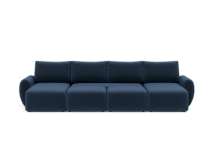 Canapea extensibila in forma de U Norum cu brate rotunjite 145x320cm, tesatura la alegere