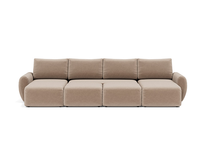 Canapea extensibila in forma de U Norum cu brate rotunjite Esina Mocha 145x320cm