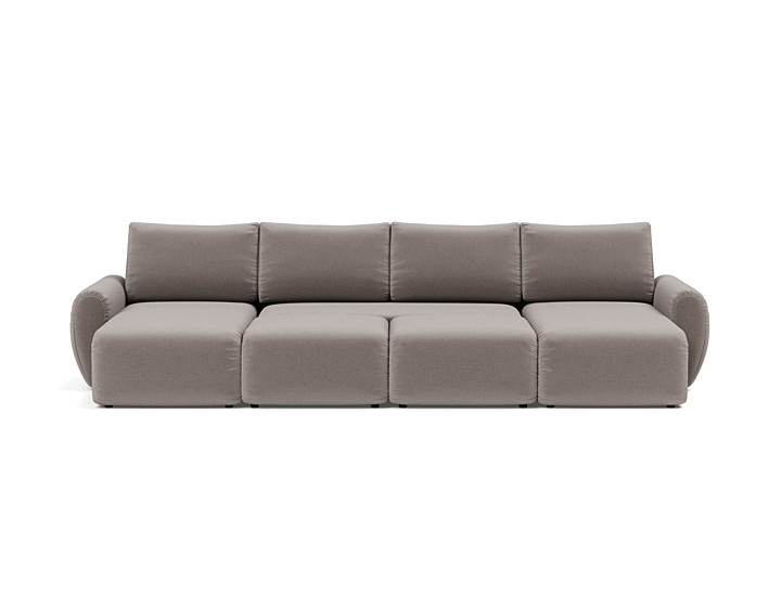 Canapea extensibila in forma de U Norum cu brate rotunjite 145x320cm, tesatura la alegere