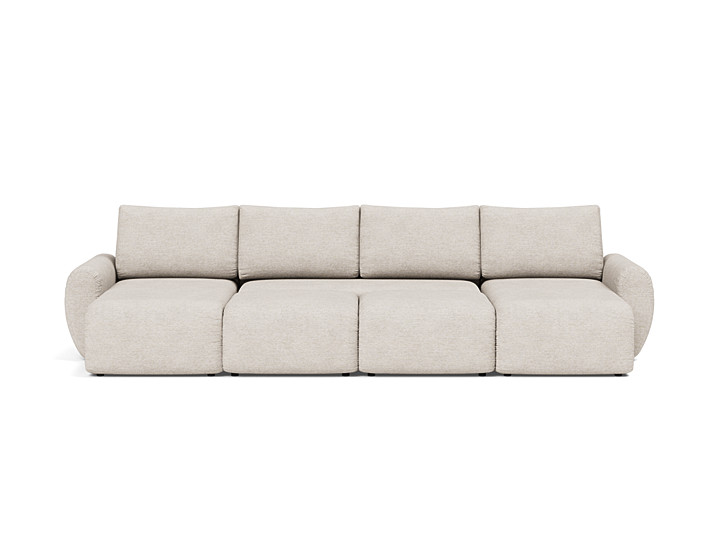 Canapea extensibila in forma de U Norum cu brate rotunjite 145x320cm, tesatura la alegere