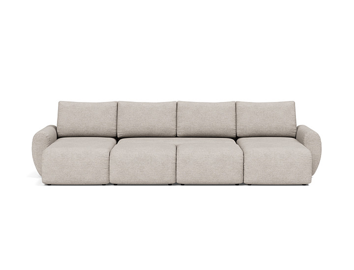 Canapea extensibila in forma de U Norum cu brate rotunjite 145x320cm, tesatura la alegere