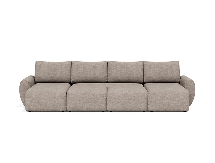 Canapea extensibila in forma de U Norum cu brate rotunjite 145x320cm, tesatura la alegere