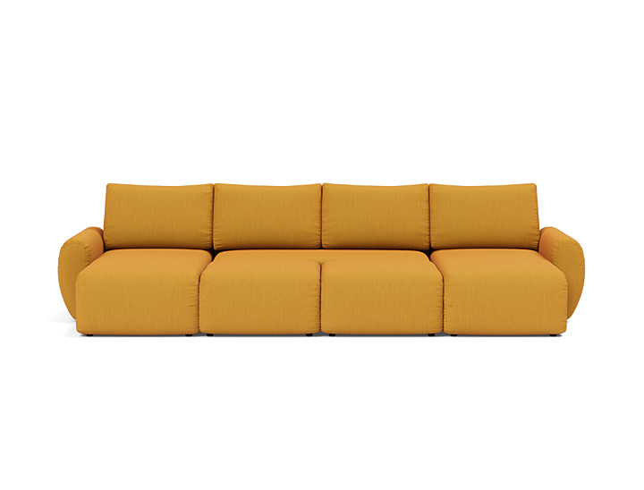 Canapea extensibila in forma de U Norum cu brate rotunjite 145x320cm, tesatura la alegere