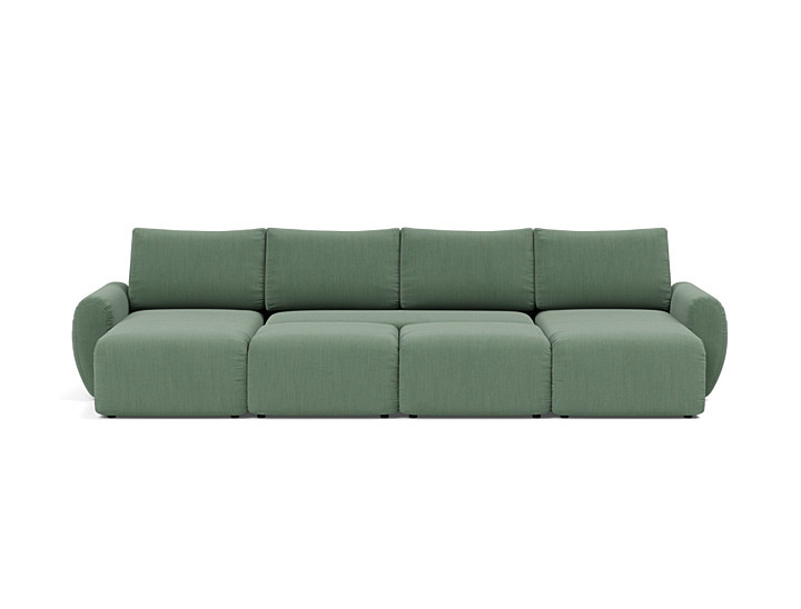Canapea extensibila in forma de U Norum cu brate rotunjite 145x320cm, tesatura la alegere