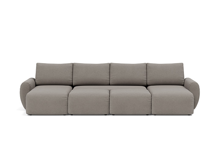 Canapea extensibila in forma de U Norum cu brate rotunjite 145x320cm, tesatura la alegere