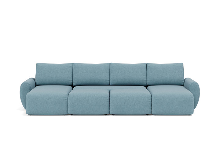 Canapea extensibila in forma de U Norum cu brate rotunjite 145x320cm, tesatura la alegere