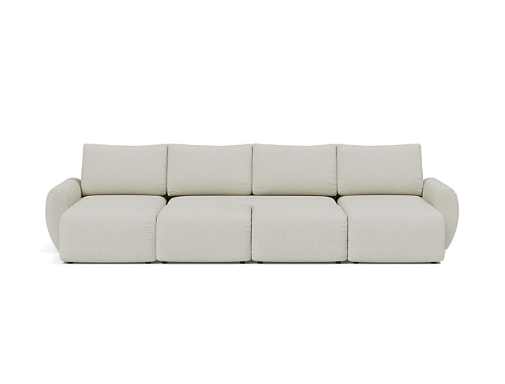 Canapea extensibila in forma de U Norum cu brate rotunjite 145x320cm, tesatura la alegere