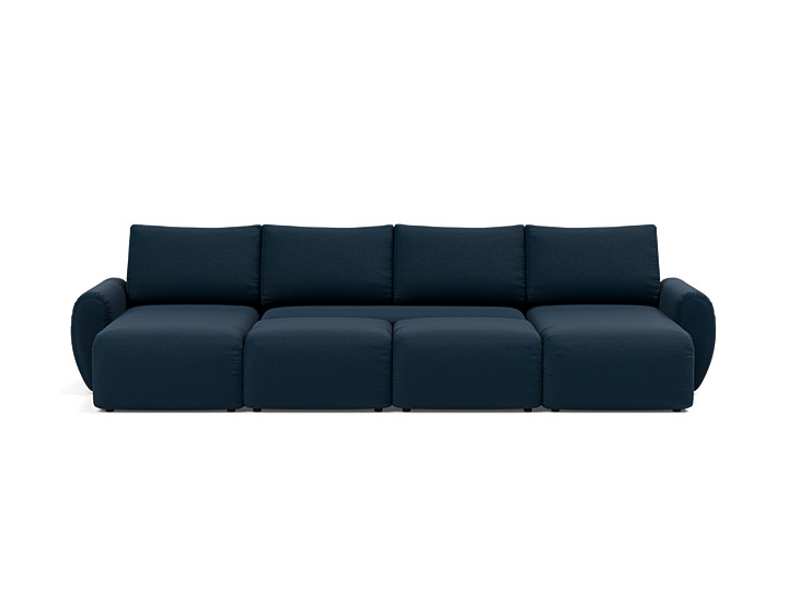Canapea extensibila in forma de U Norum cu brate rotunjite 145x320cm, tesatura la alegere