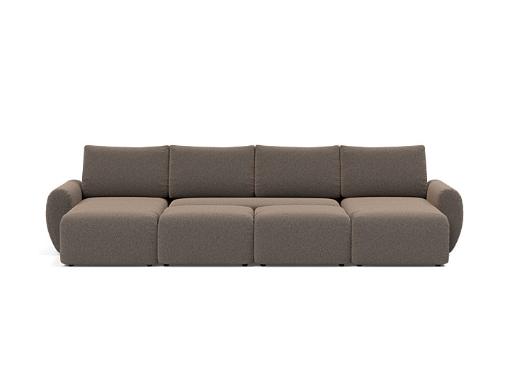 Canapea extensibila in forma de U Norum cu brate rotunjite 145x320cm, tesatura la alegere