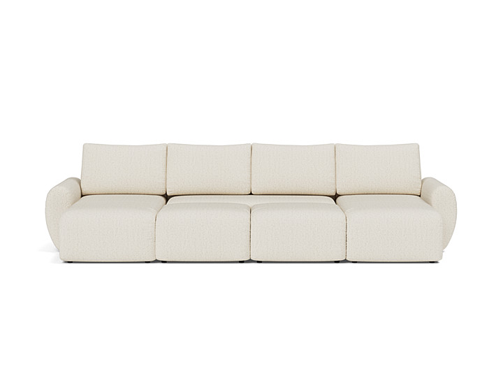 Canapea extensibila in forma de U Norum cu brate rotunjite 145x320cm, tesatura la alegere