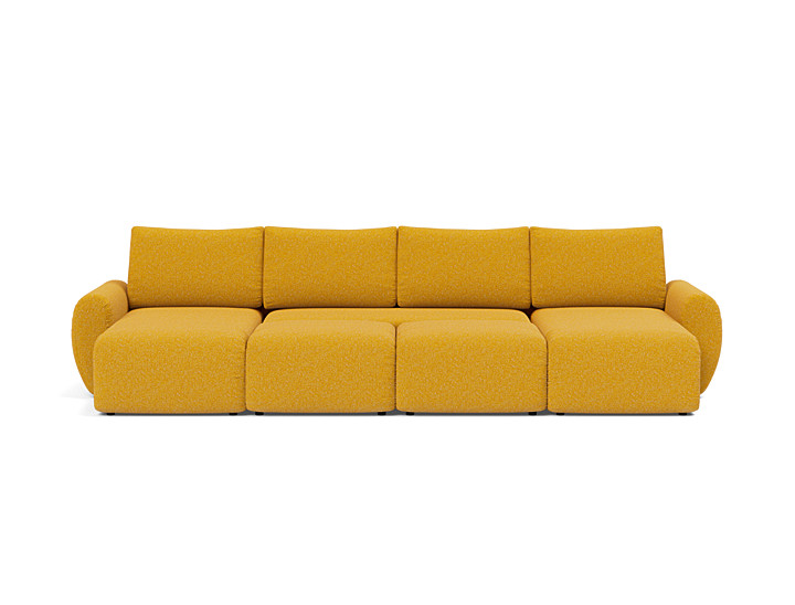 Canapea extensibila in forma de U Norum cu brate rotunjite 145x320cm, tesatura la alegere