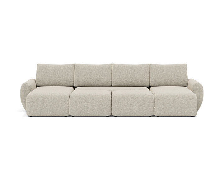 Canapea extensibila in forma de U Norum cu brate rotunjite 145x320cm, tesatura la alegere