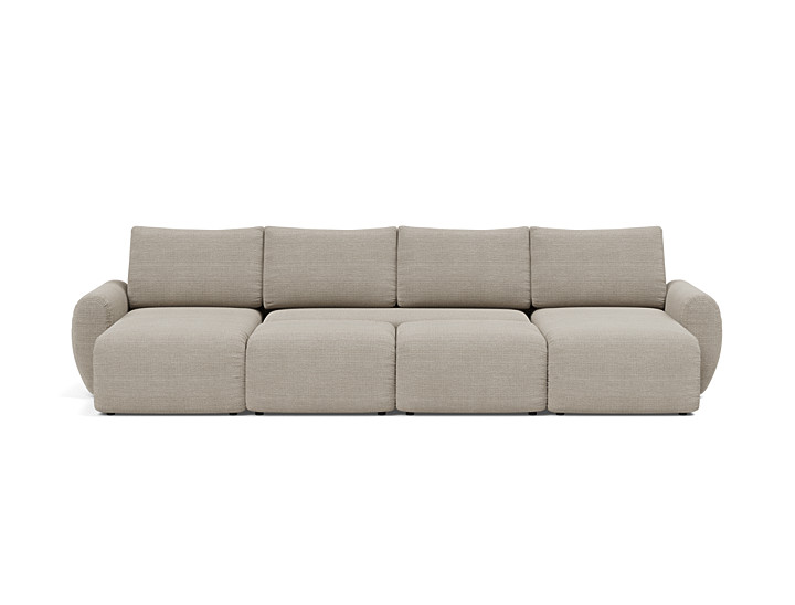 Canapea extensibila in forma de U Norum cu brate rotunjite 145x320cm, tesatura la alegere