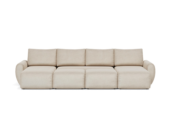 Canapea extensibila in forma de U Norum cu brate rotunjite 145x320cm, tesatura la alegere